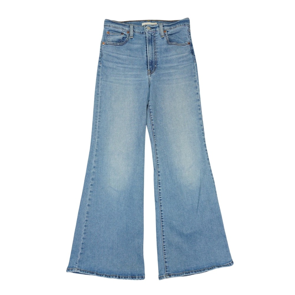 Levis Ribcage Bell Wide Leg Jeans Women 28x32 Blue Light Wash High Rise Denim